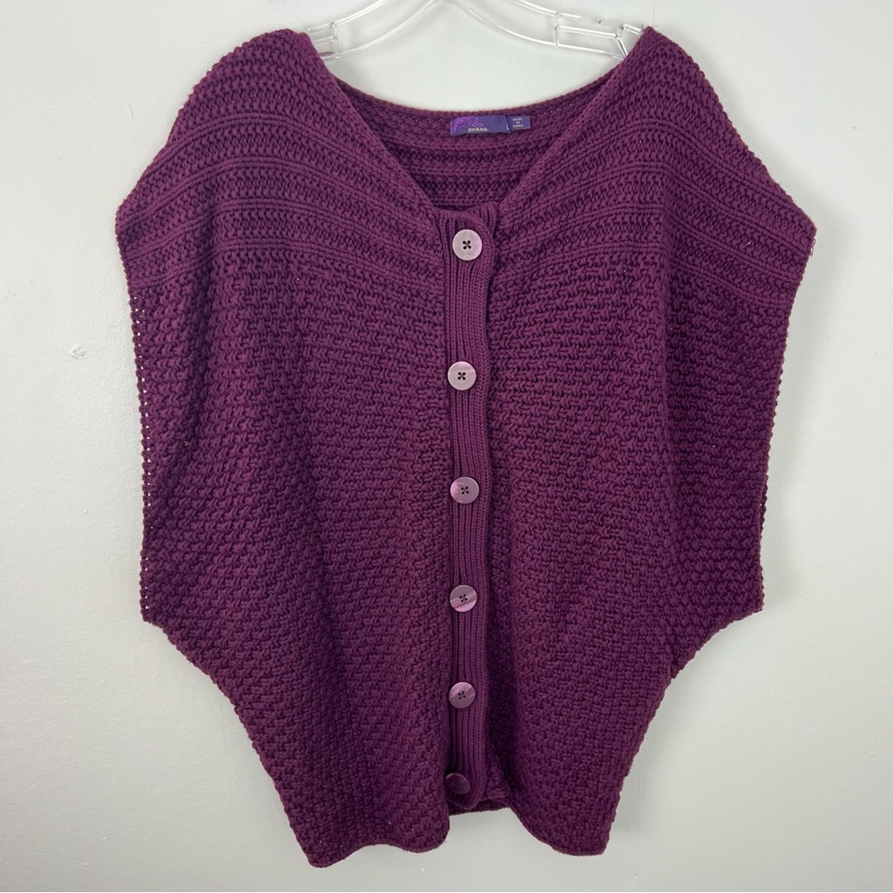 Prana Estee Organic Cotton Chunky Cardigan Sweater Vest